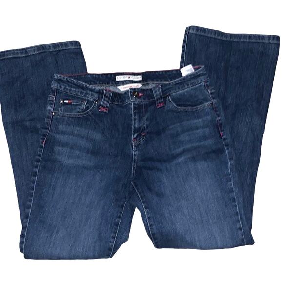 TOMMY‎ HILFIGER low rise flare embroidered pocket blue jeans 12 - Picture 2 of 4